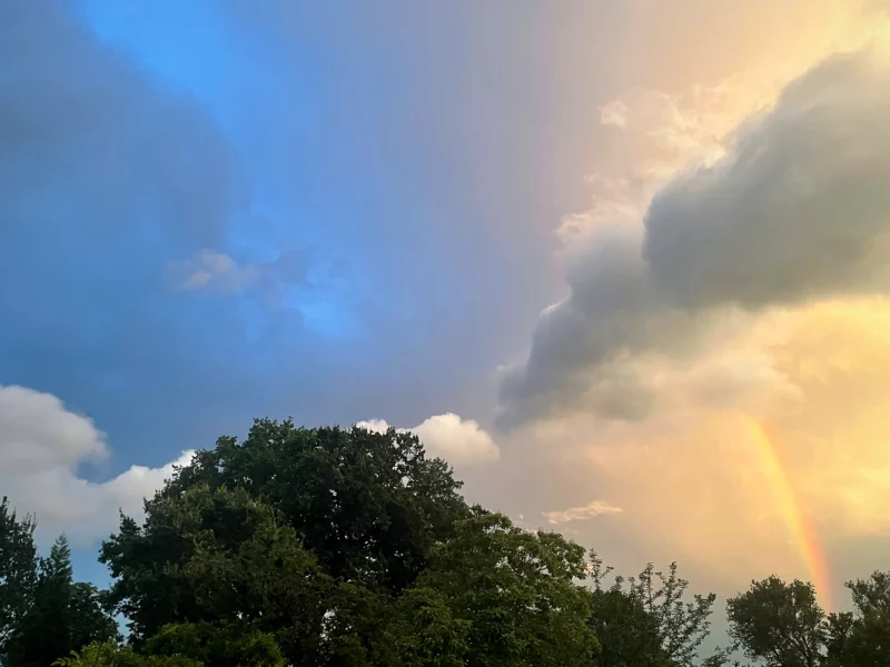 Blue Sky Clouds Rainbow